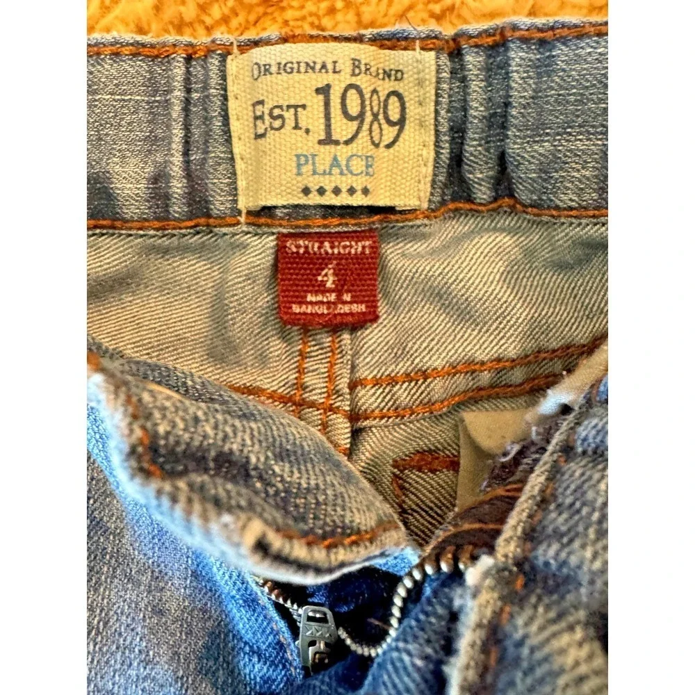 The Children's Place Boys Straight Leg Jeans Medium Wash Adjustable Waist Size 4